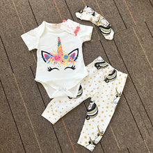Load image into Gallery viewer, Infant Clothing Newborn Baby Girls Clothes Short Sleeve Unicorn