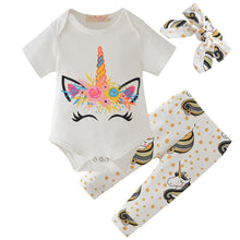 Load image into Gallery viewer, Infant Clothing Newborn Baby Girls Clothes Short Sleeve Unicorn