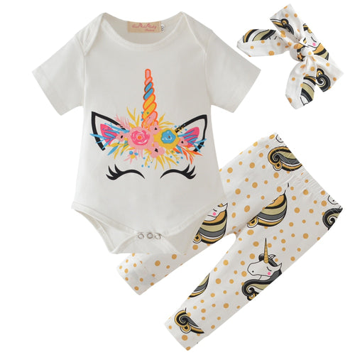 Infant Clothing Newborn Baby Girls Clothes Short Sleeve Unicorn