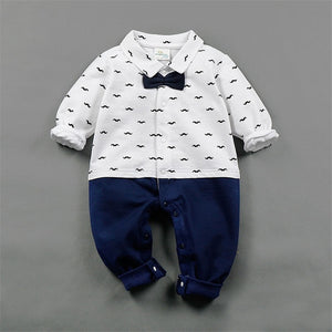 Baby Boy Clothes Beard Print Fashion Romper+Cap 2pcs/set Newborn